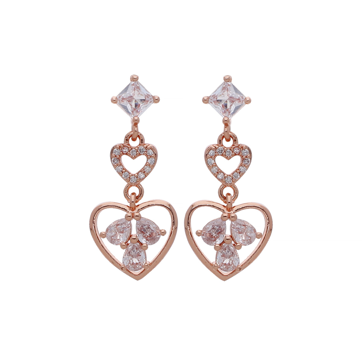 Rose Gold Plated Chic Designer Drop Earrings