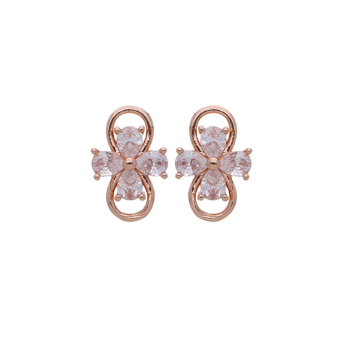 Rose Gold Plated Classic Cubic Zirconia Stud Earrings