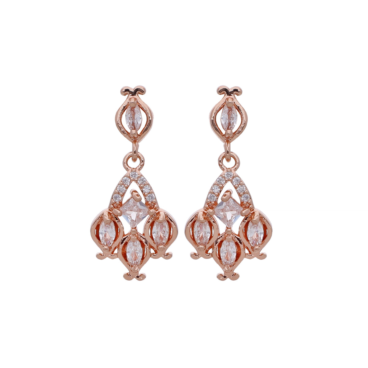 Rose Gold Plated Delicate Designer Drop Earrings