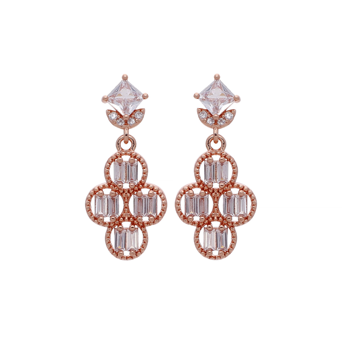 Rose Gold Plated Statement Designer Drop Earrings