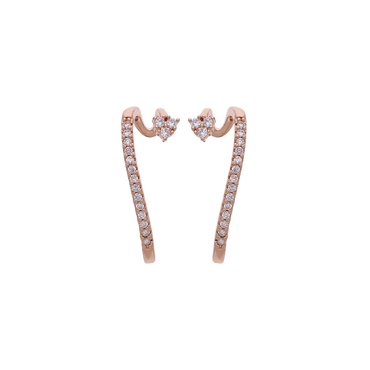 Rose Gold Plated Chic Cubic Zirconia Hoop Earrings