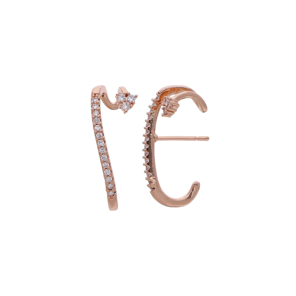 Rose Gold Plated Chic Cubic Zirconia Hoop Earrings