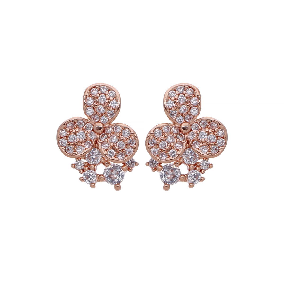 Rose Gold Plated Chic Designer Cubic Zirconia Drop Earrings