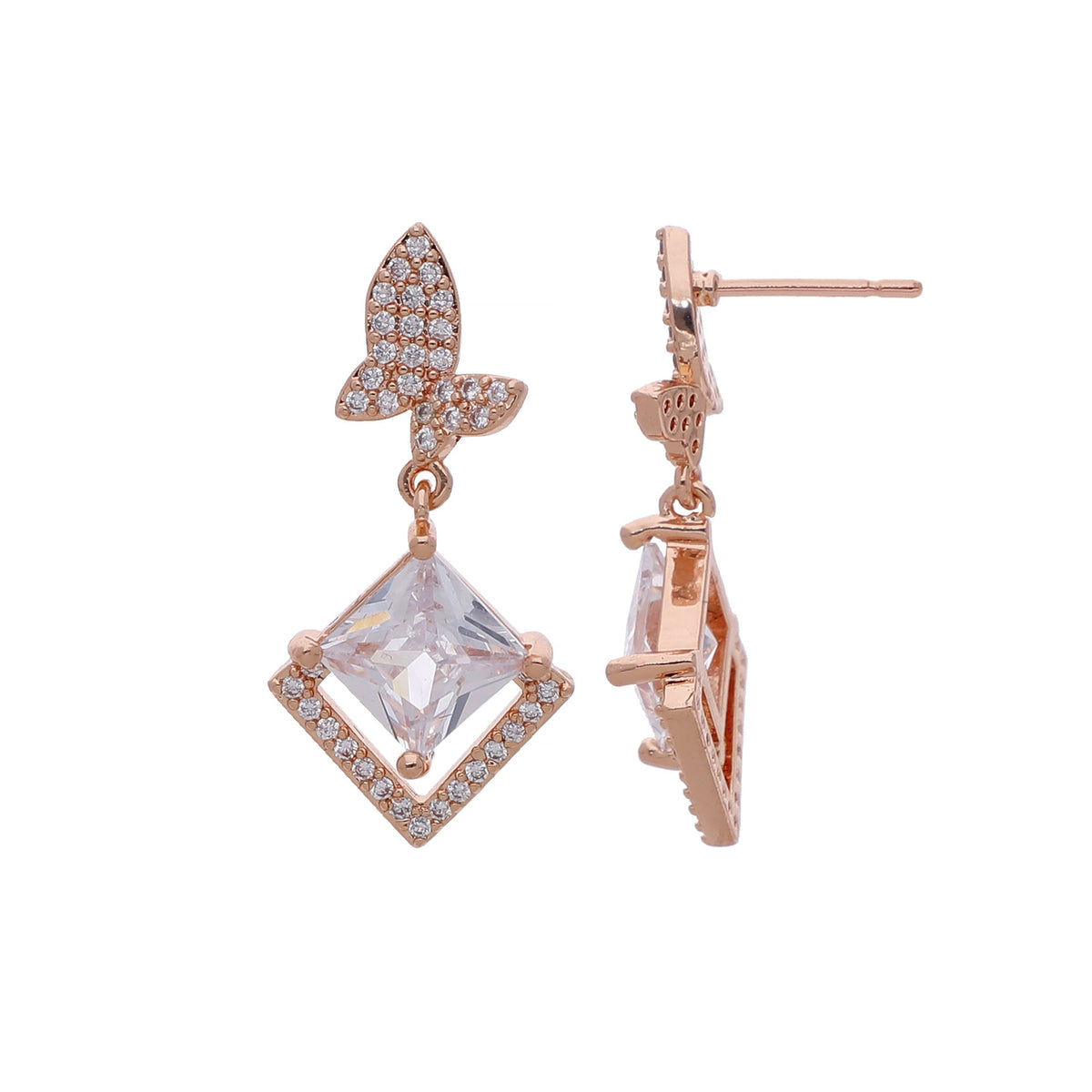 Rose Gold Plated Delicate Drop Earrings