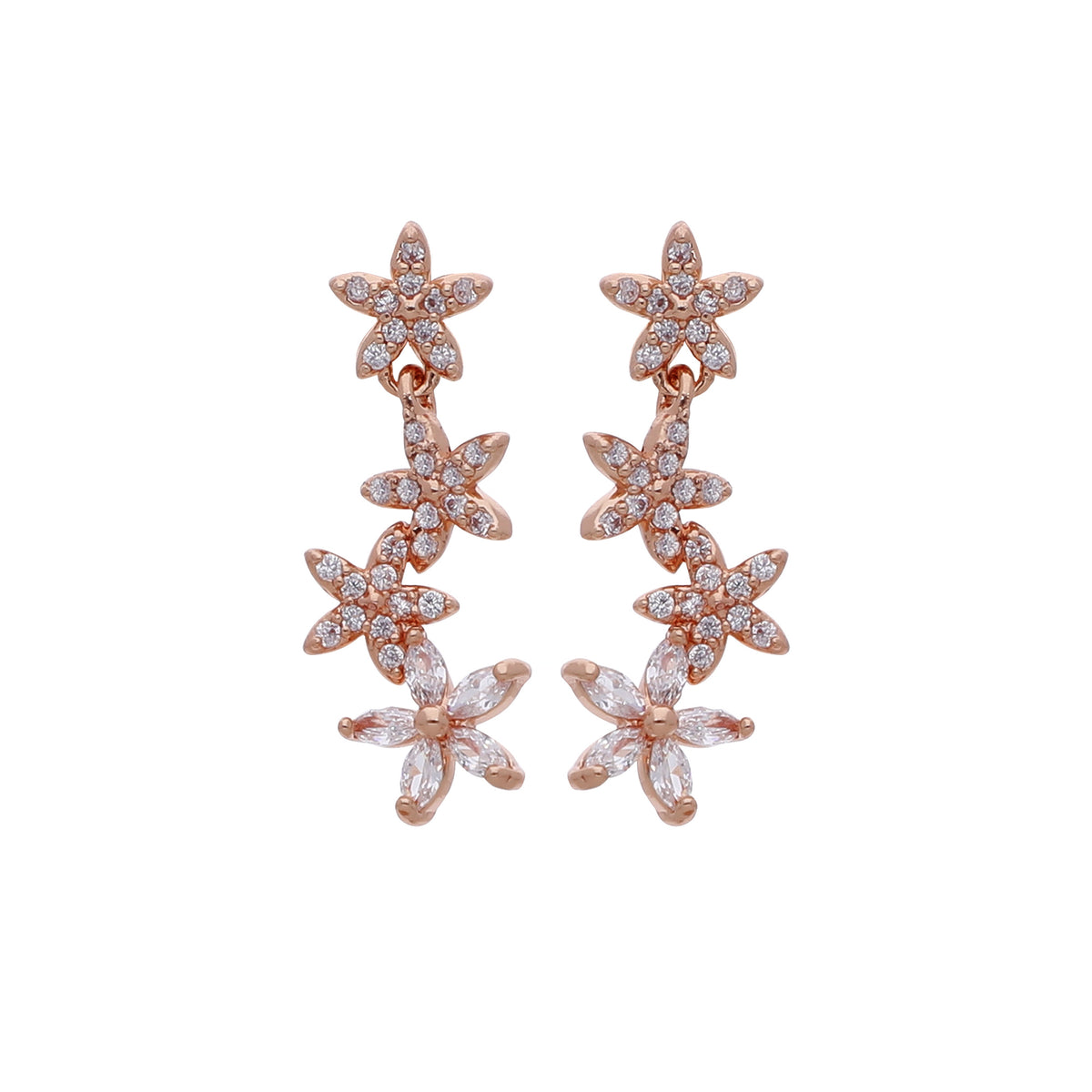 Rose Gold Plated Dainty Designer Drop Earrings