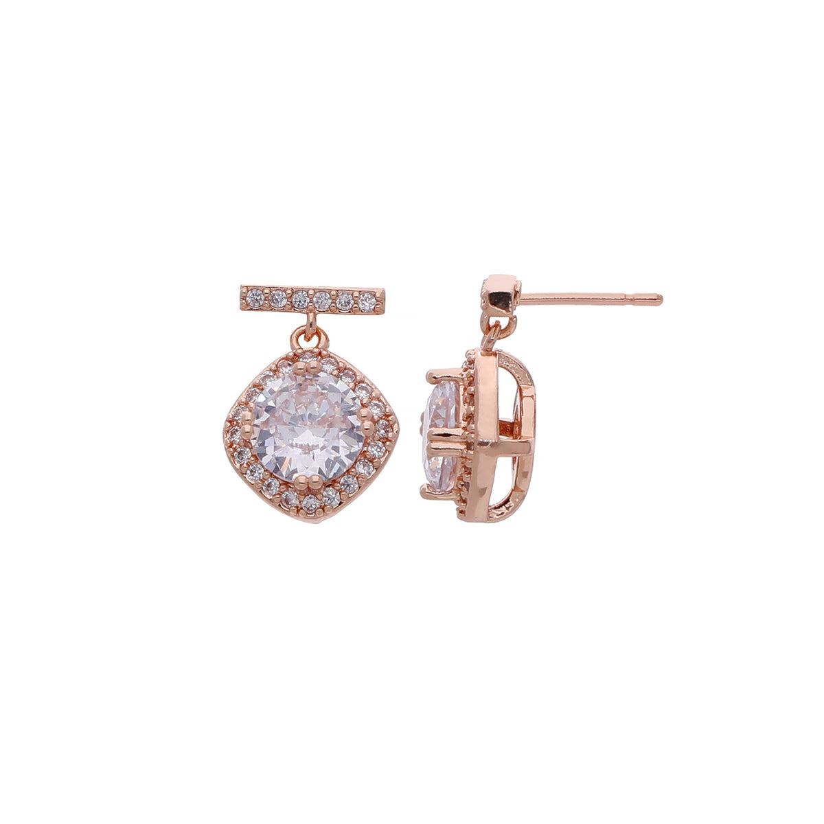 Rose Gold Plated Pretty Designer Drop Earrings