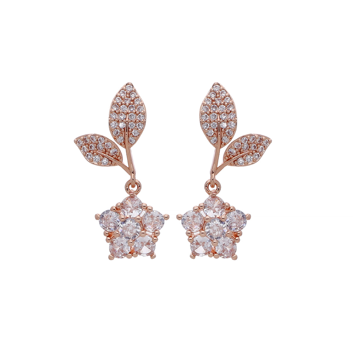 Rose Gold Plated Chic Designer Drop Earrings