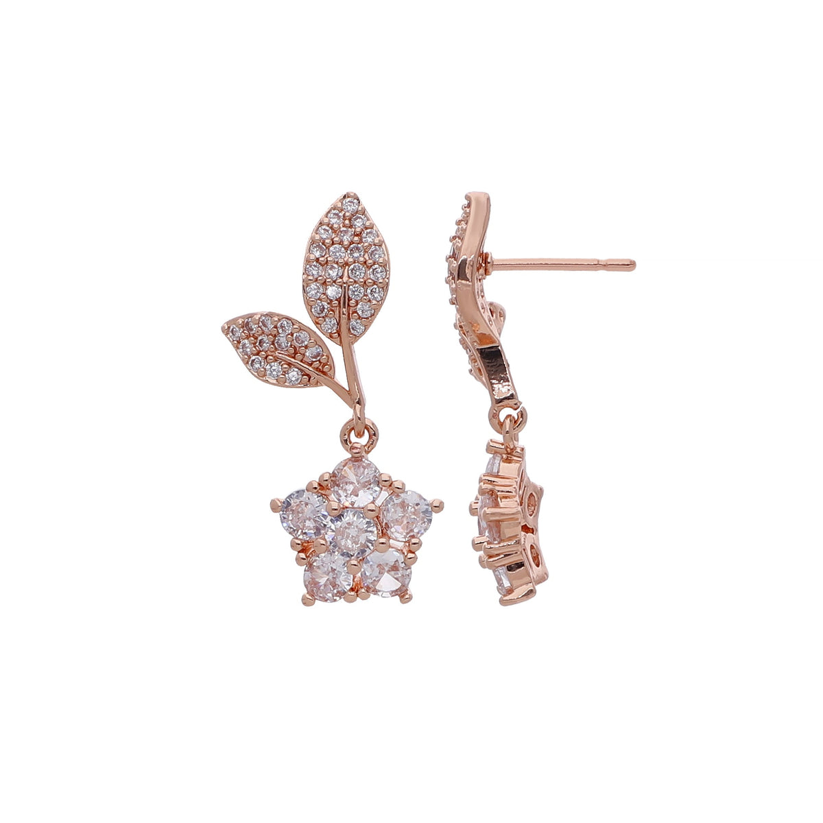 Rose Gold Plated Chic Designer Drop Earrings