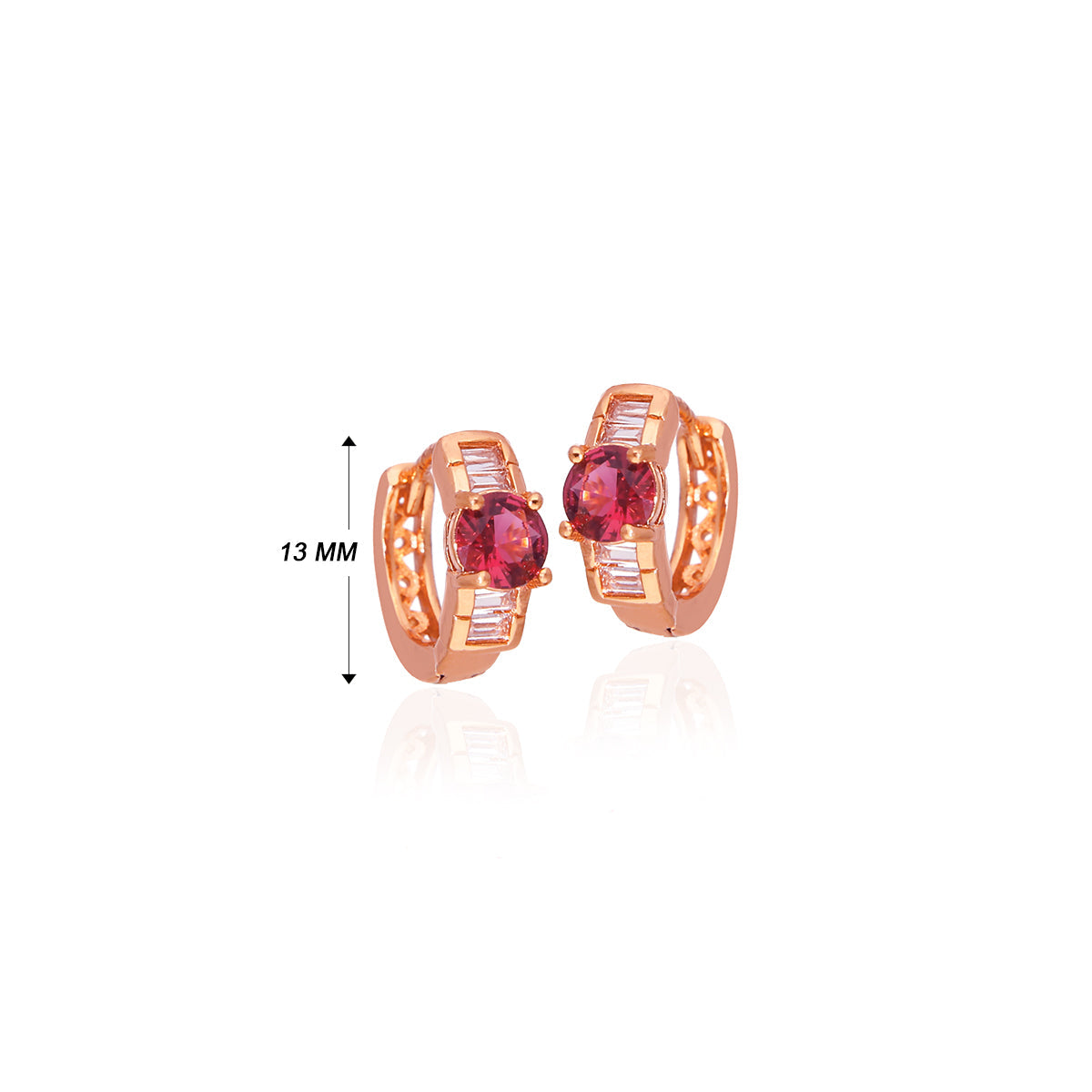 Rose Gold Plated Rectangular Crystal Hoop Earrings