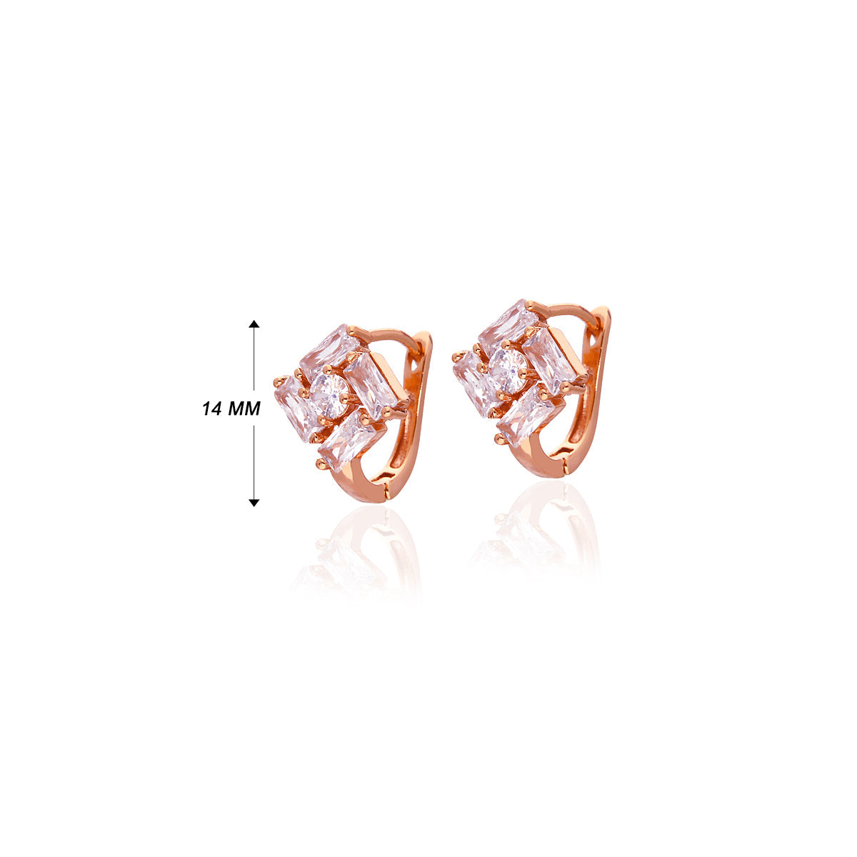 Rose Gold Plated Square Crystal Stud Earrings