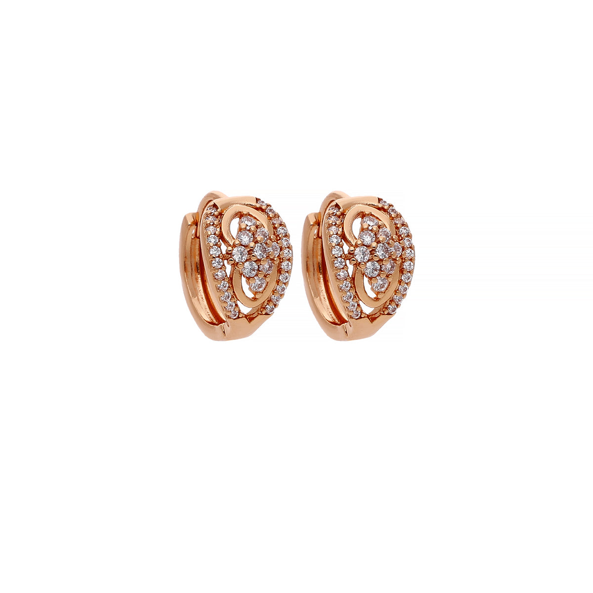 Rose Gold Plated Oval Crystal Stud Earrings