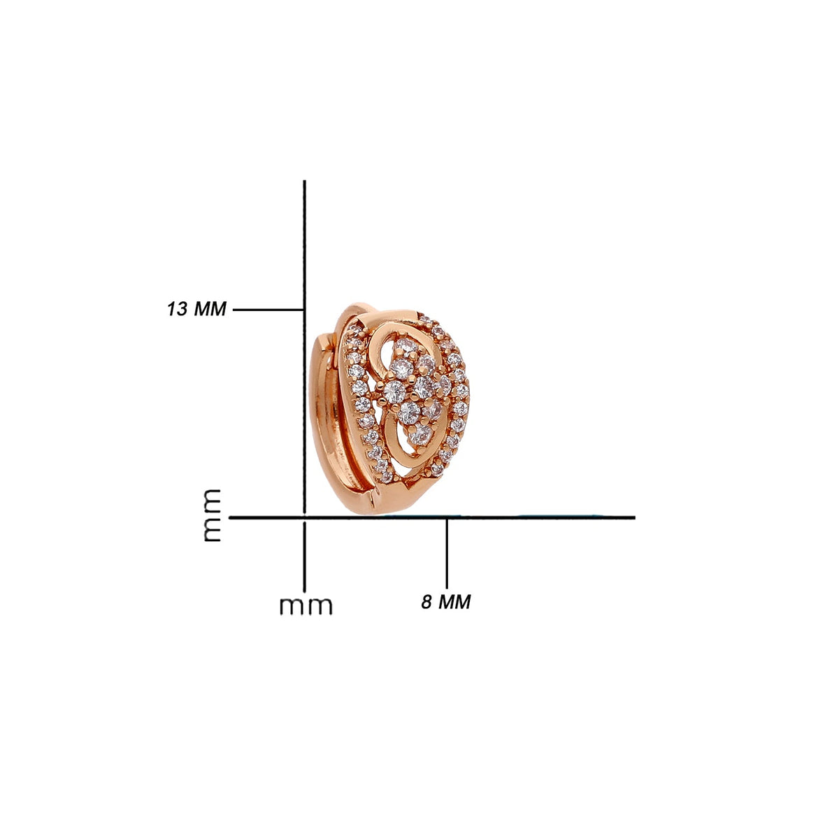 Rose Gold Plated Oval Crystal Stud Earrings