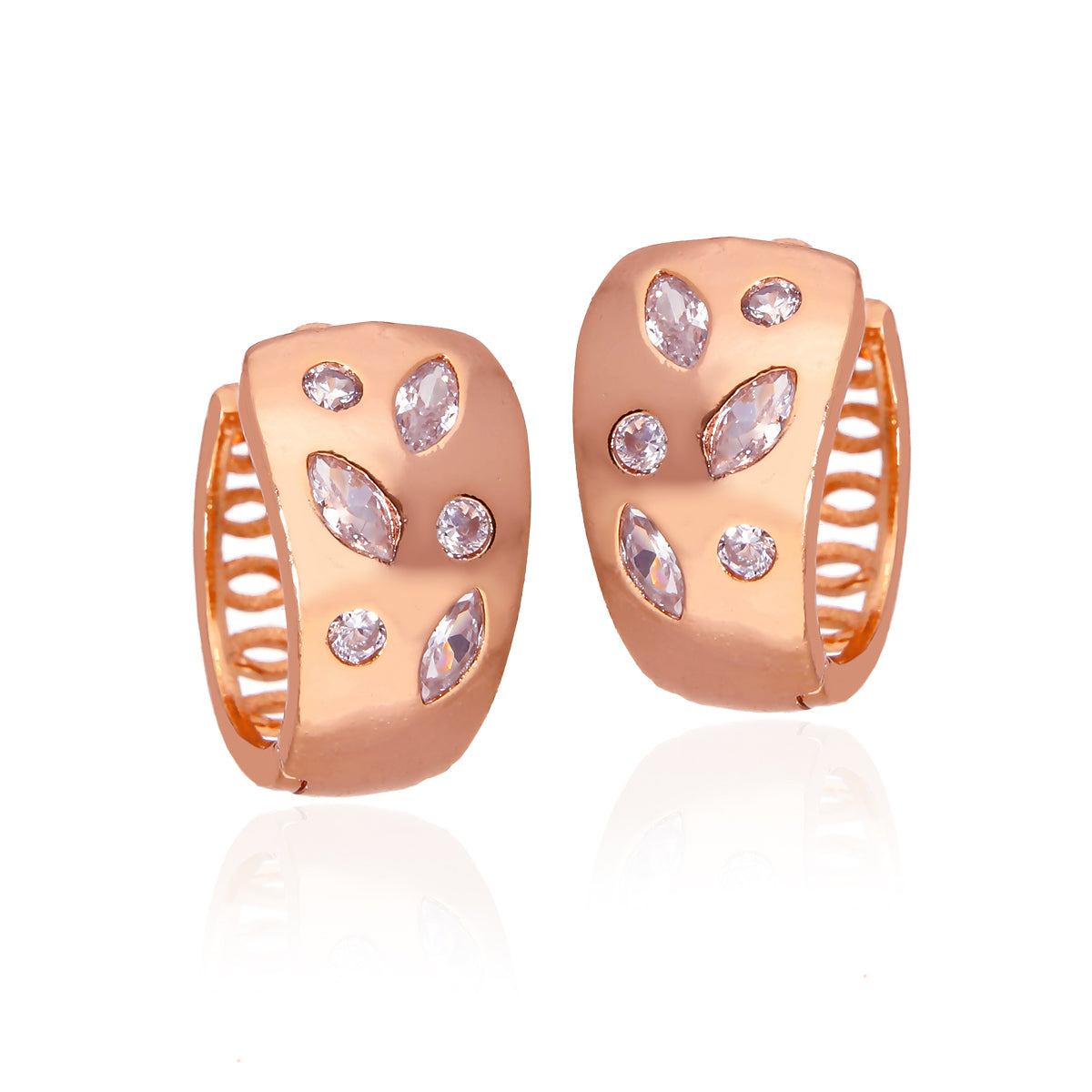 Rose Gold Plated Pearl Detail Hoop Earrings