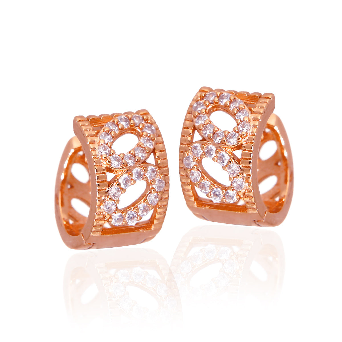 Rose Gold Plated Crystal Lattice Hoop Earrings