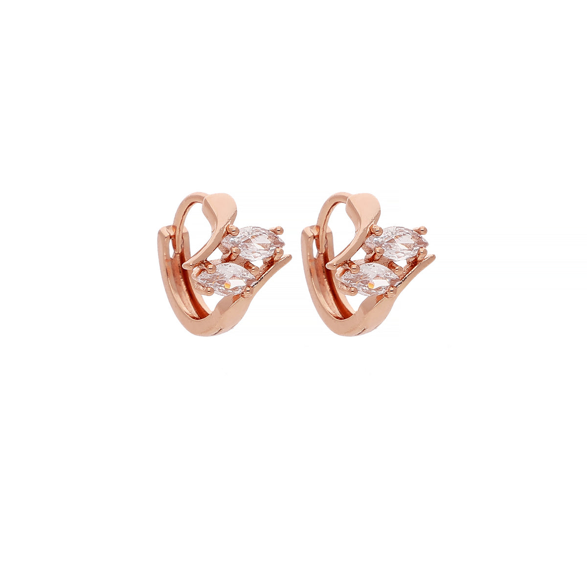 Rose Gold Plated Classic Chic Cubic Zirconia Hoop Earrings