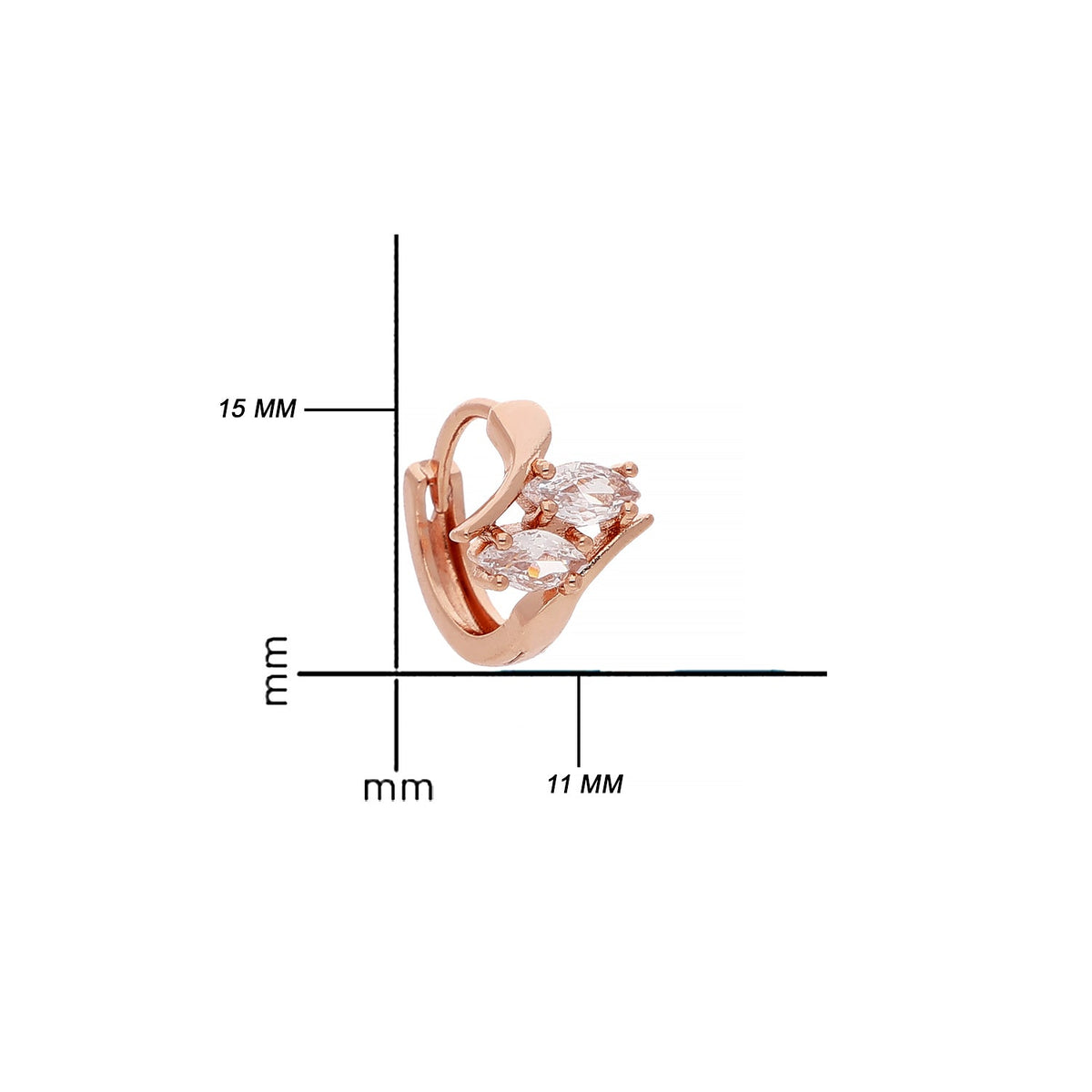Rose Gold Plated Classic Chic Cubic Zirconia Hoop Earrings