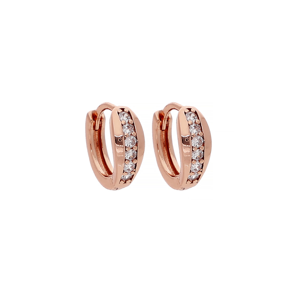 Rose Gold Plated Minimal Cubic Zirconia Hoop Earrings