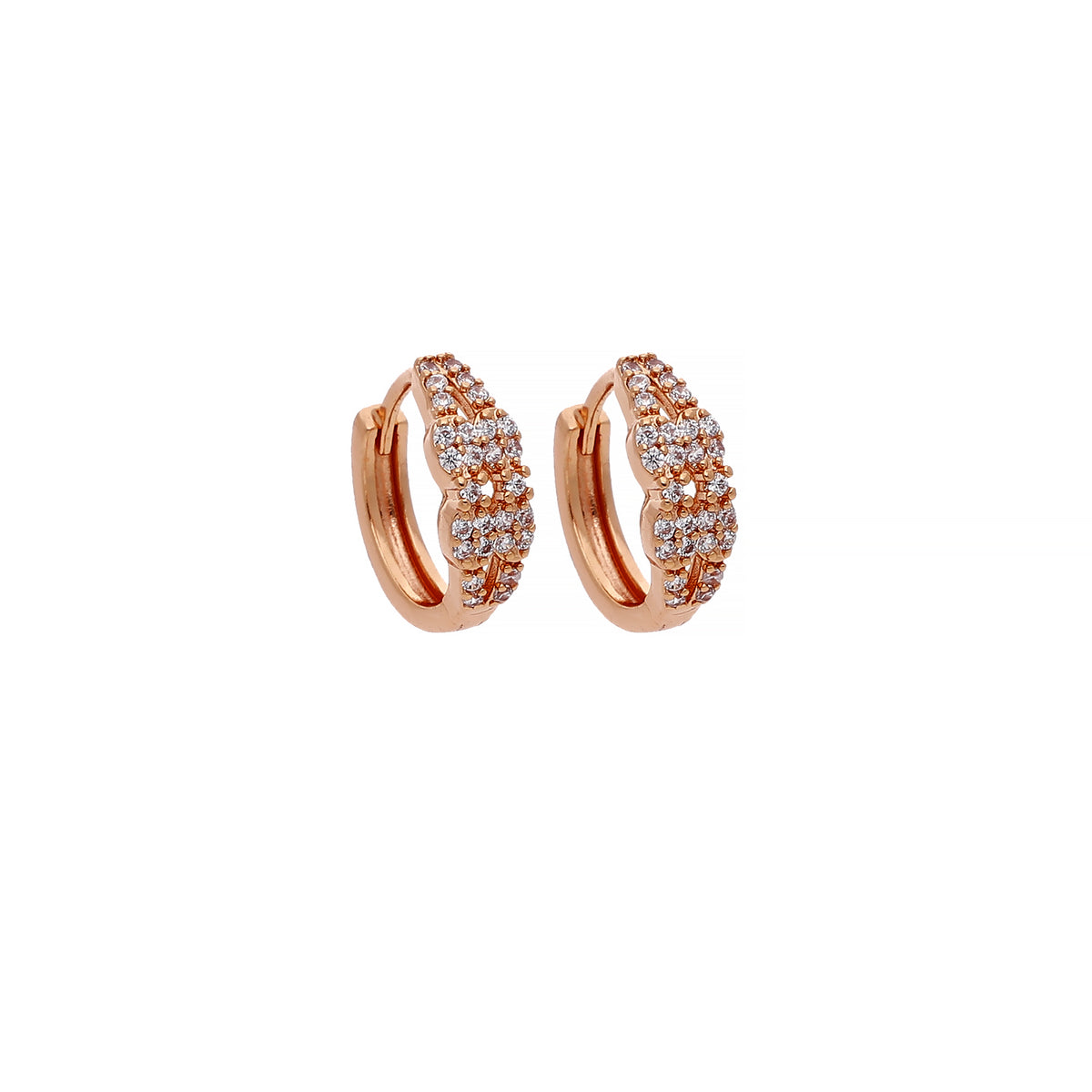 Rose Gold Plated Slim Crystal Hoop Earrings