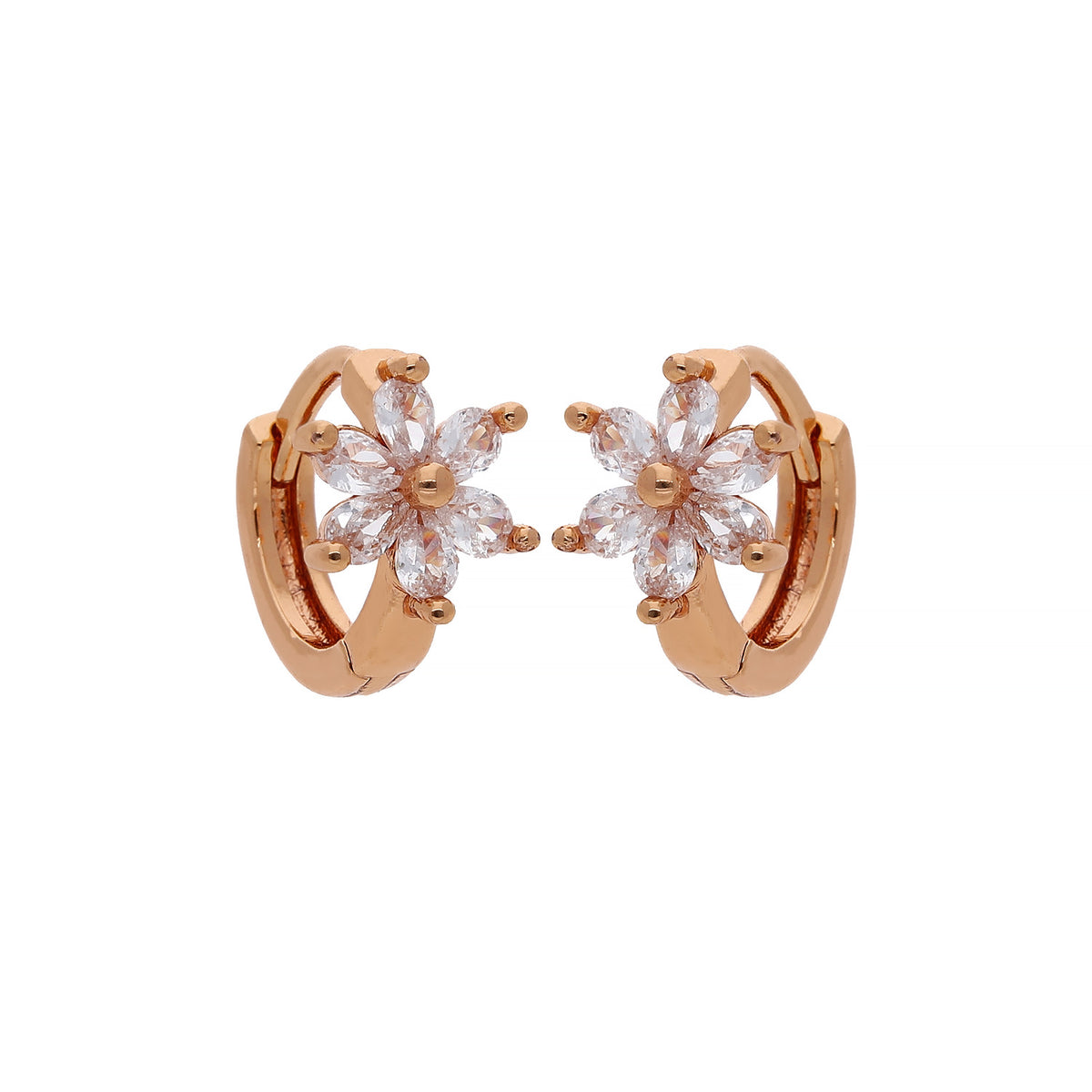 Rose Gold Plated Floral Cluster Stud Earrings