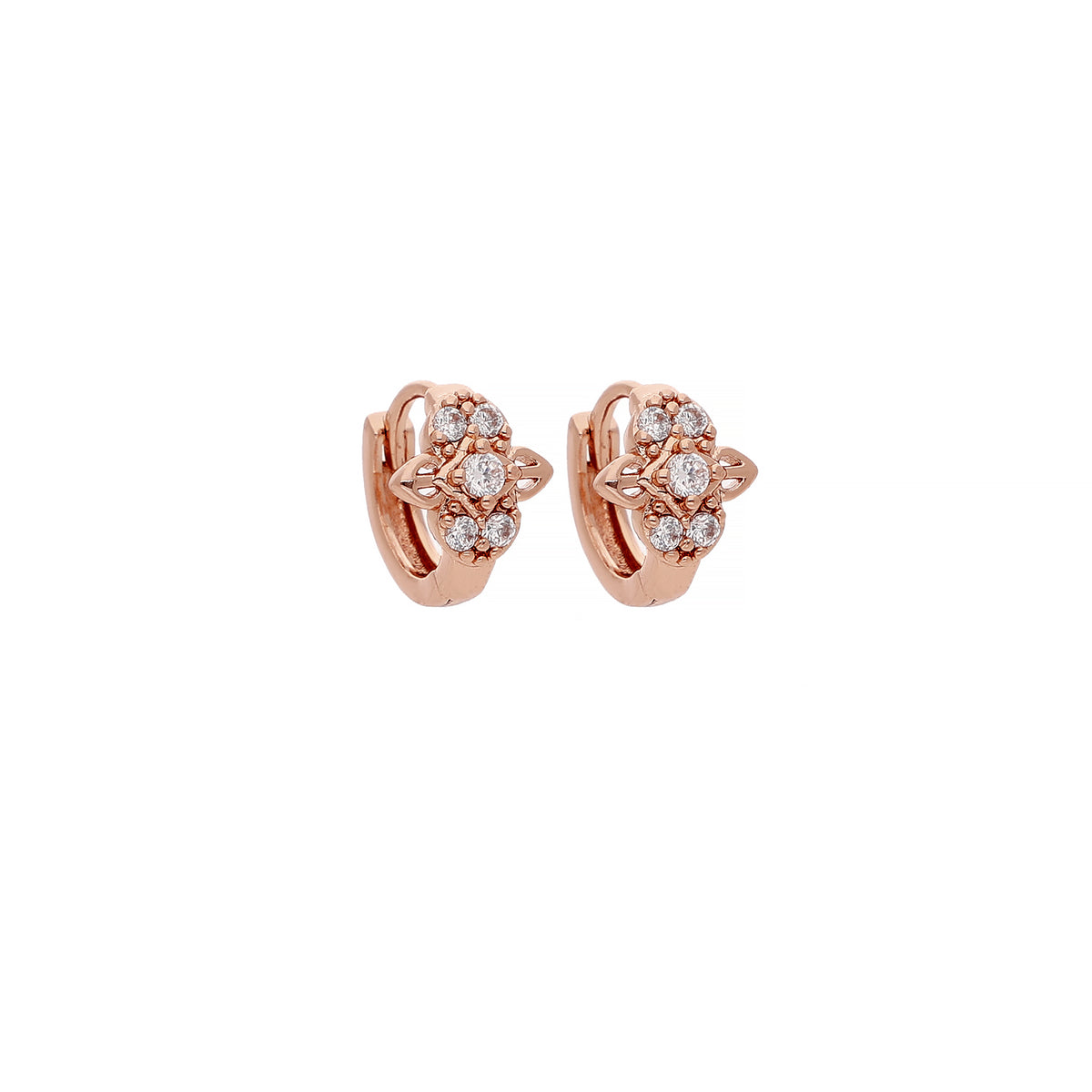 Rose Gold Plated Dainty Cubic Zirconia Hoop Earrings