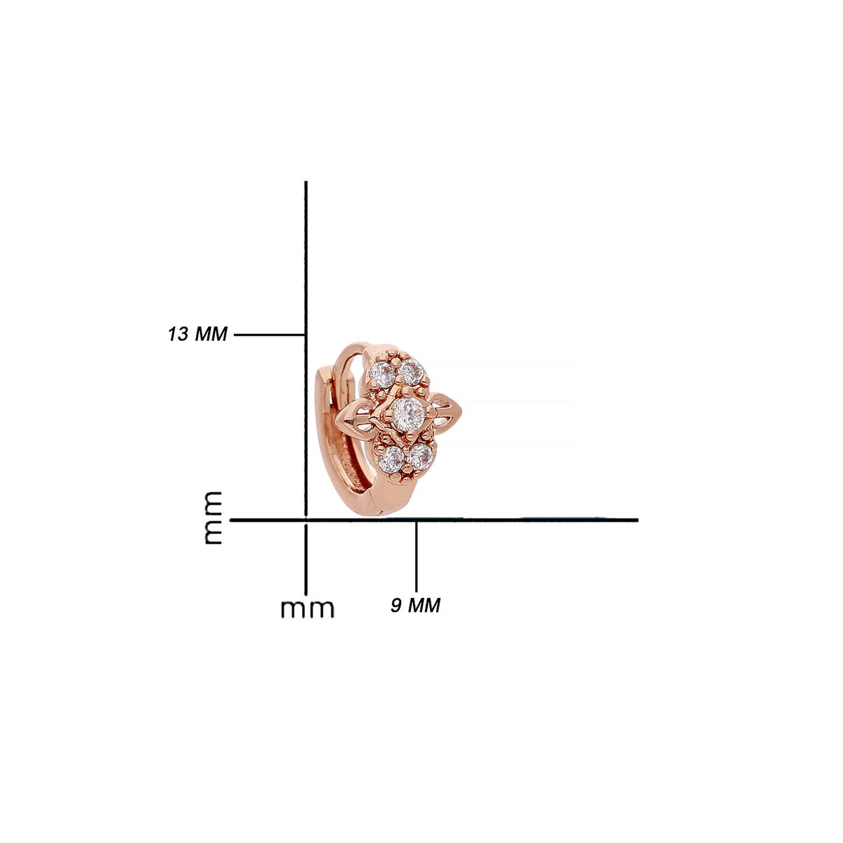 Rose Gold Plated Dainty Cubic Zirconia Hoop Earrings