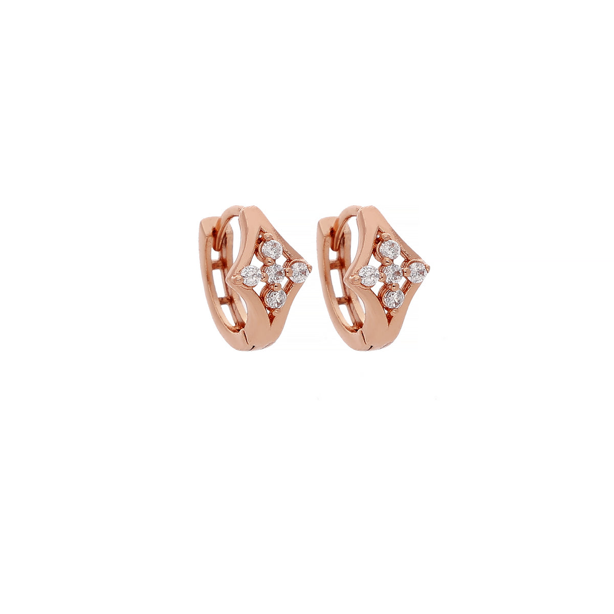 Rose Gold Plated Modern Cubic Zirconia Earrings