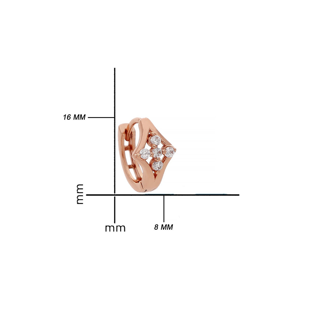 Rose Gold Plated Modern Cubic Zirconia Earrings