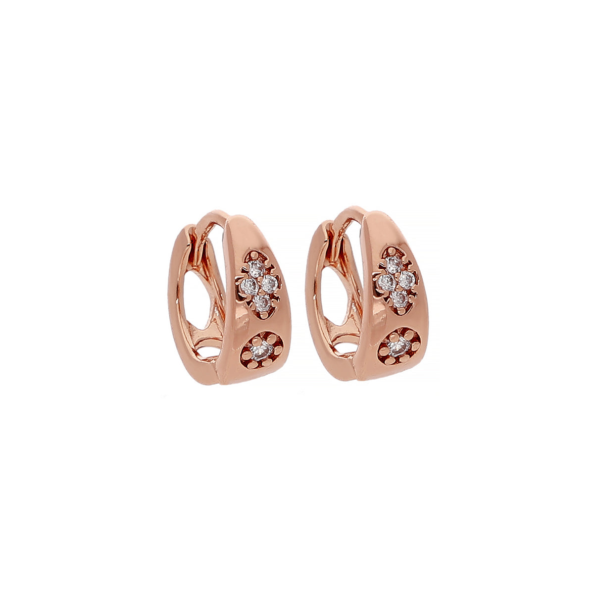 Rose Gold Plated Curved Crystal Stud Earrings