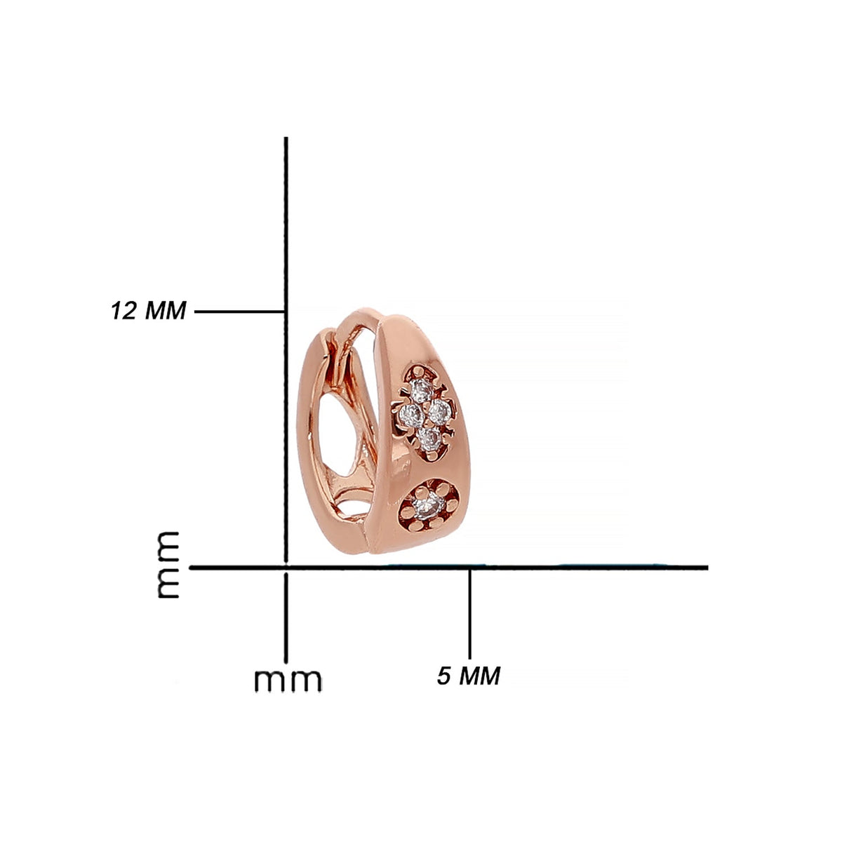 Rose Gold Plated Curved Crystal Stud Earrings