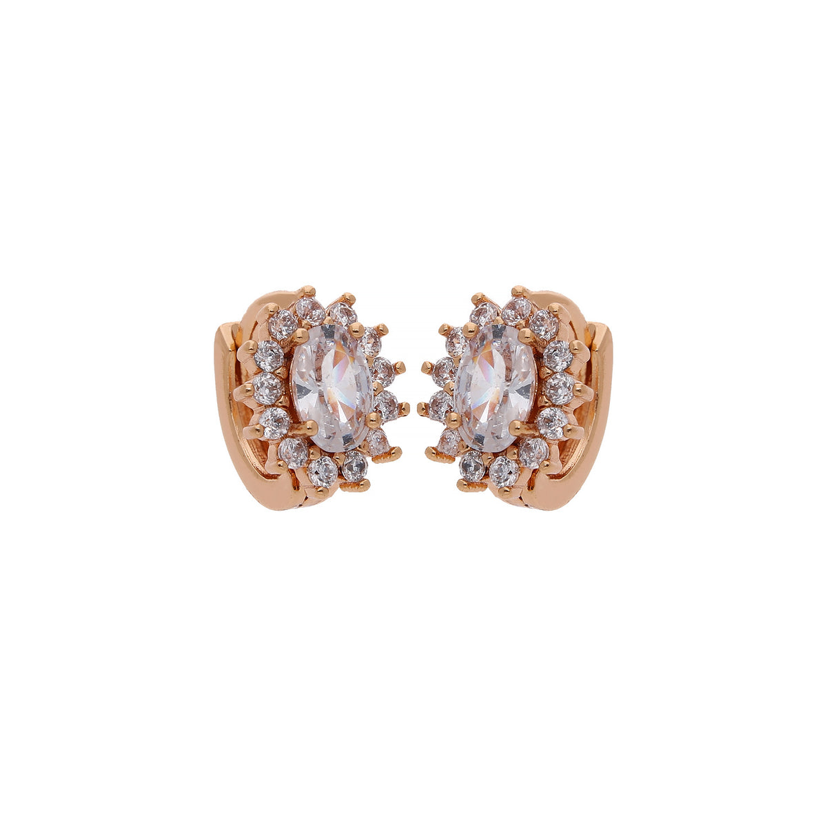 Rose Gold Plated Floral Crystal Stud Earrings