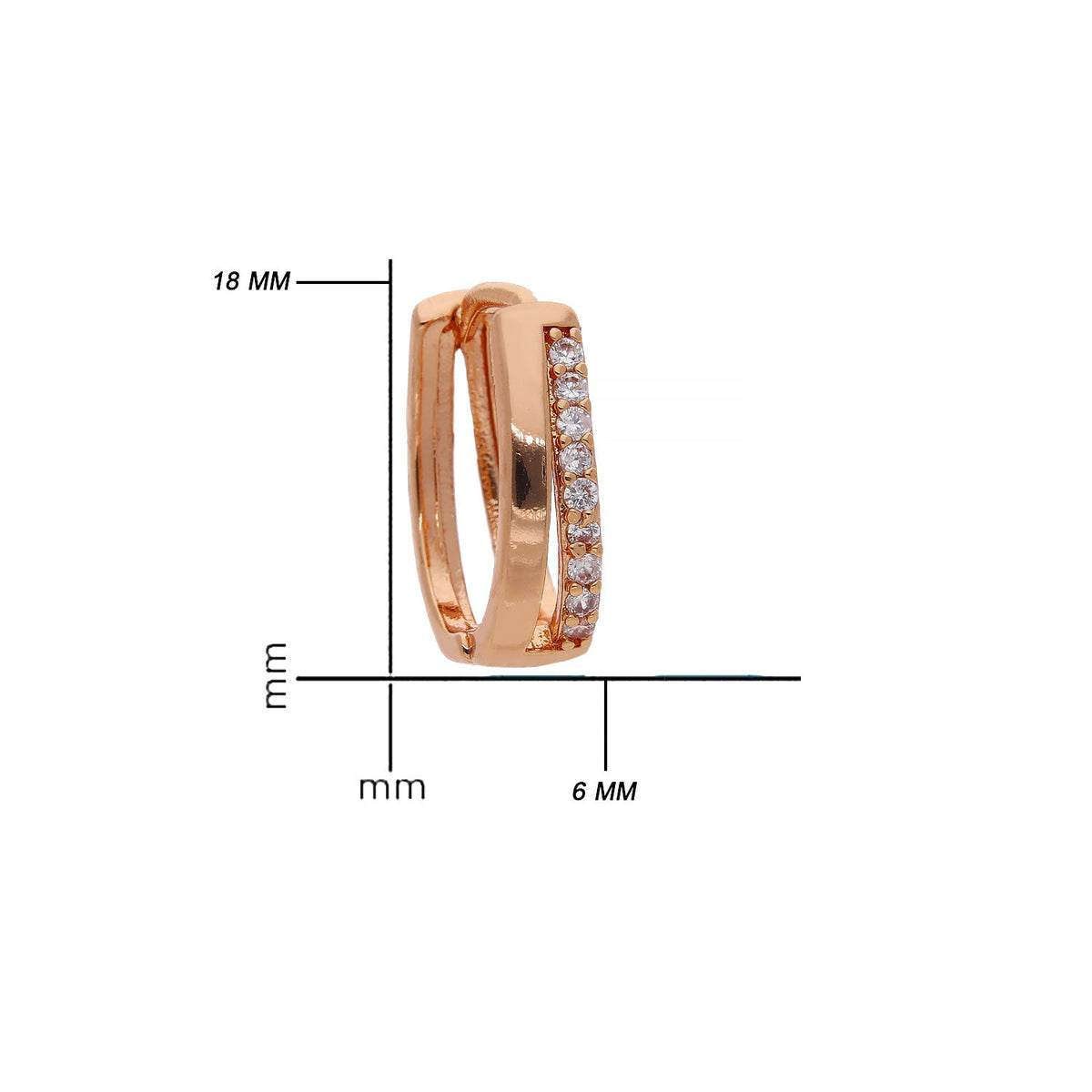 Rose Gold Plated Crystal Line Hoop Earrings