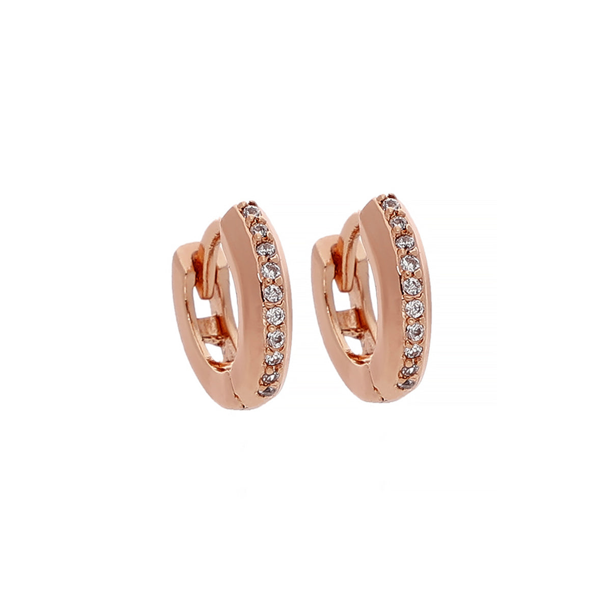 Rose Gold Plated Graceful Cubic Zirconia Hoop Earrings