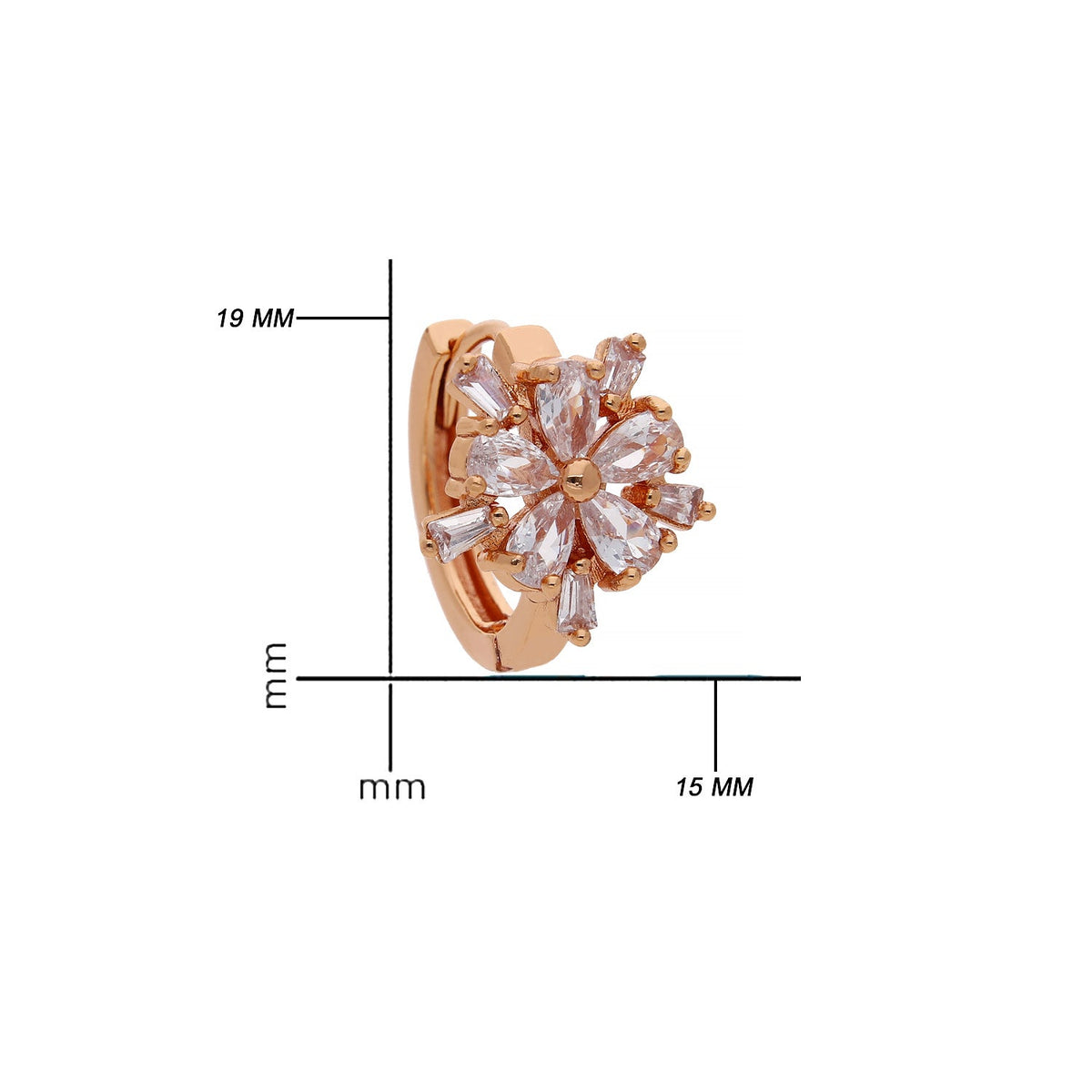 Rose Gold Plated Floral Crystal Hoop Earrings