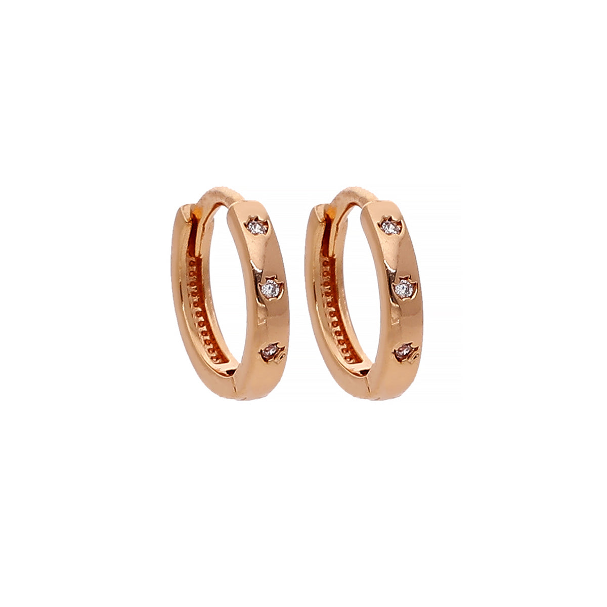 Rose Gold Plated Dainty Classic Cubic Zirconia Earrings