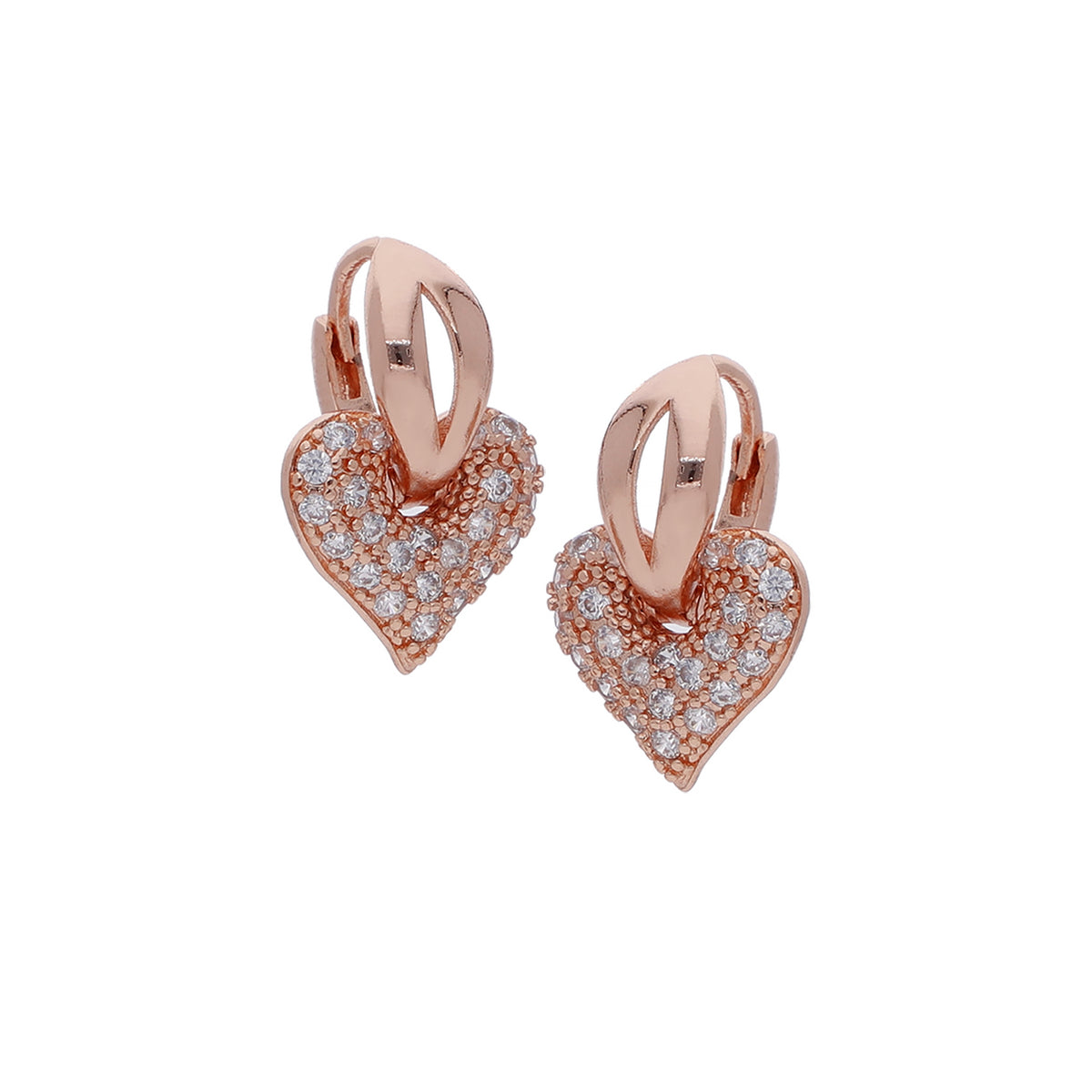 Rose Gold Plated Classic Dainty Cubic Zirconia Hoop Earrings