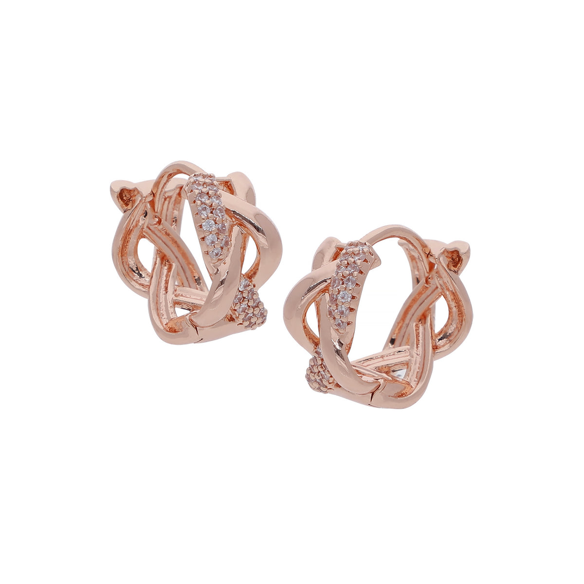 Rose Gold Plated Classic Modern Cubic Zirconia Earrings