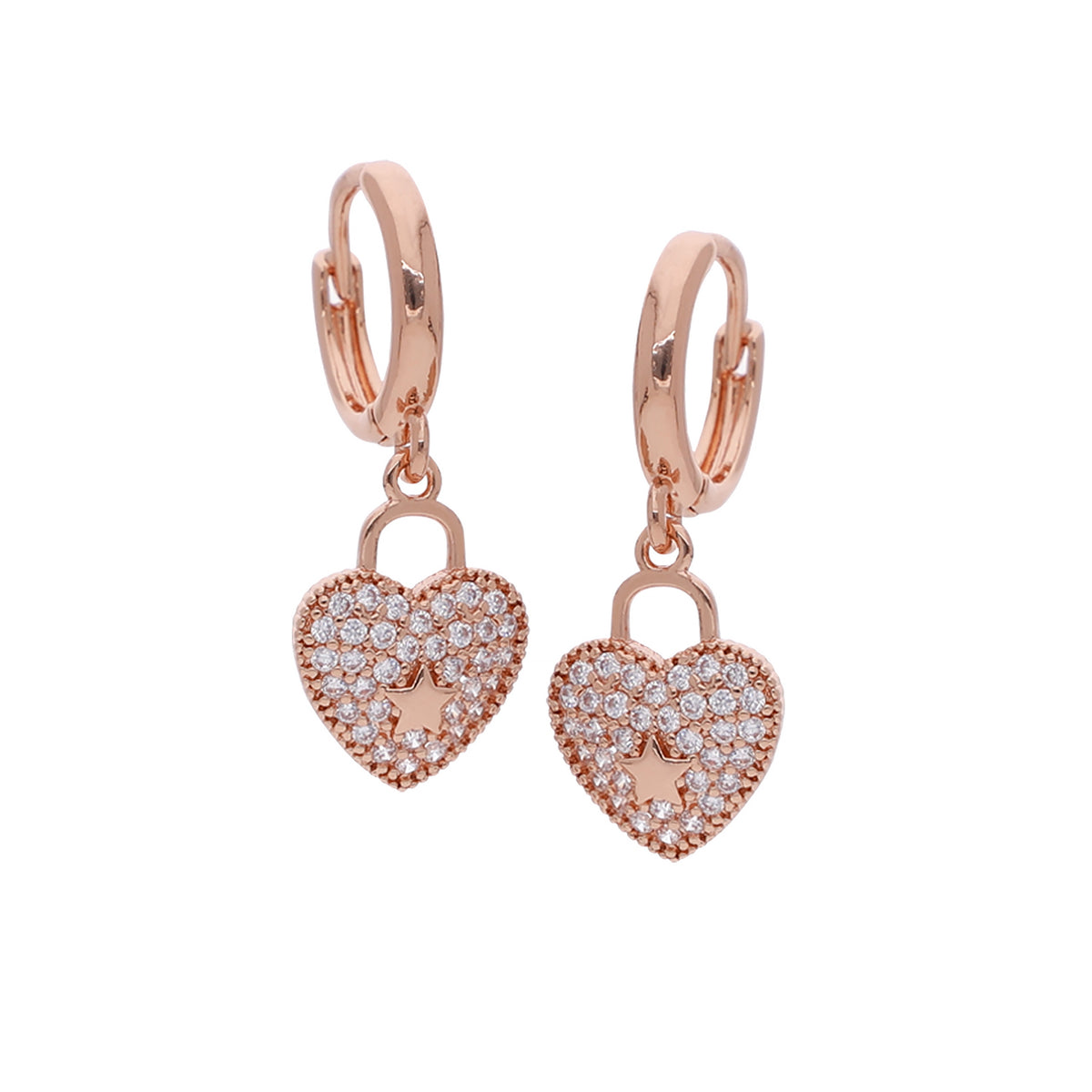 Rose Gold Plated Classic Sparkling Cubic Zirconia Earrings