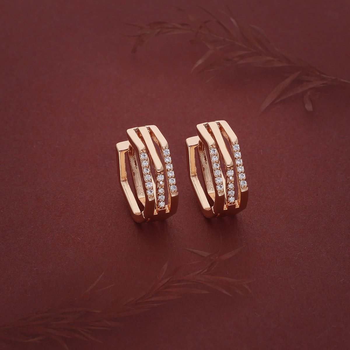 Geometric Crystal Hoop Earring