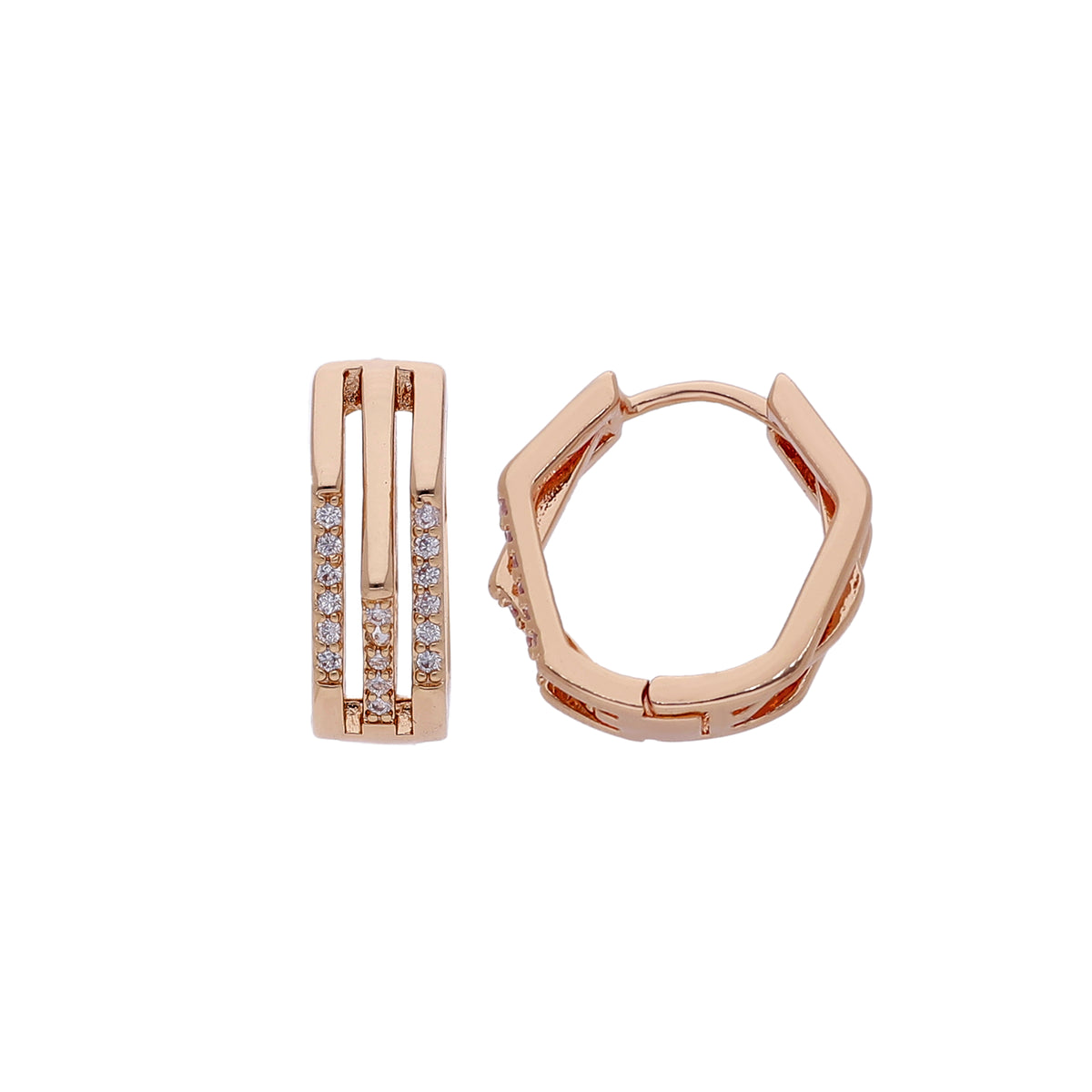 Geometric Crystal Hoop Earring