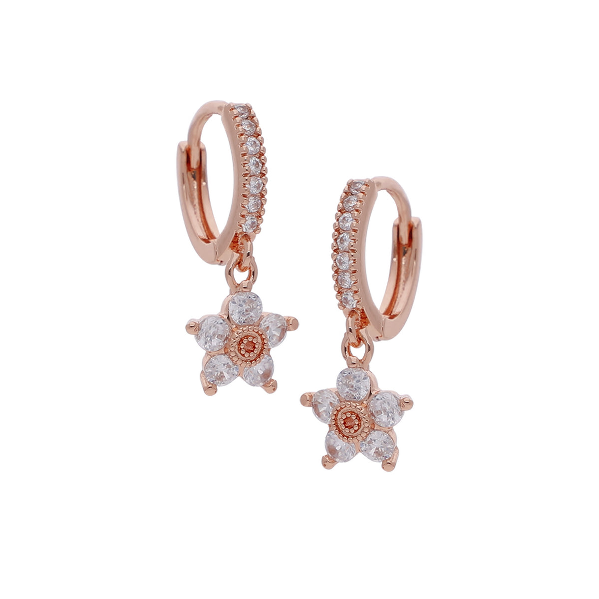 Rose Gold Plated Dainty Pretty Cubic Zirconia Earrings