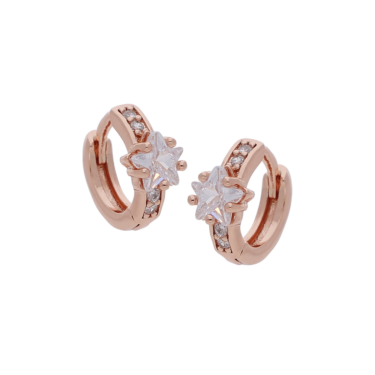 Rose Gold Plated Dainty Modern Cubic Zirconia Earrings