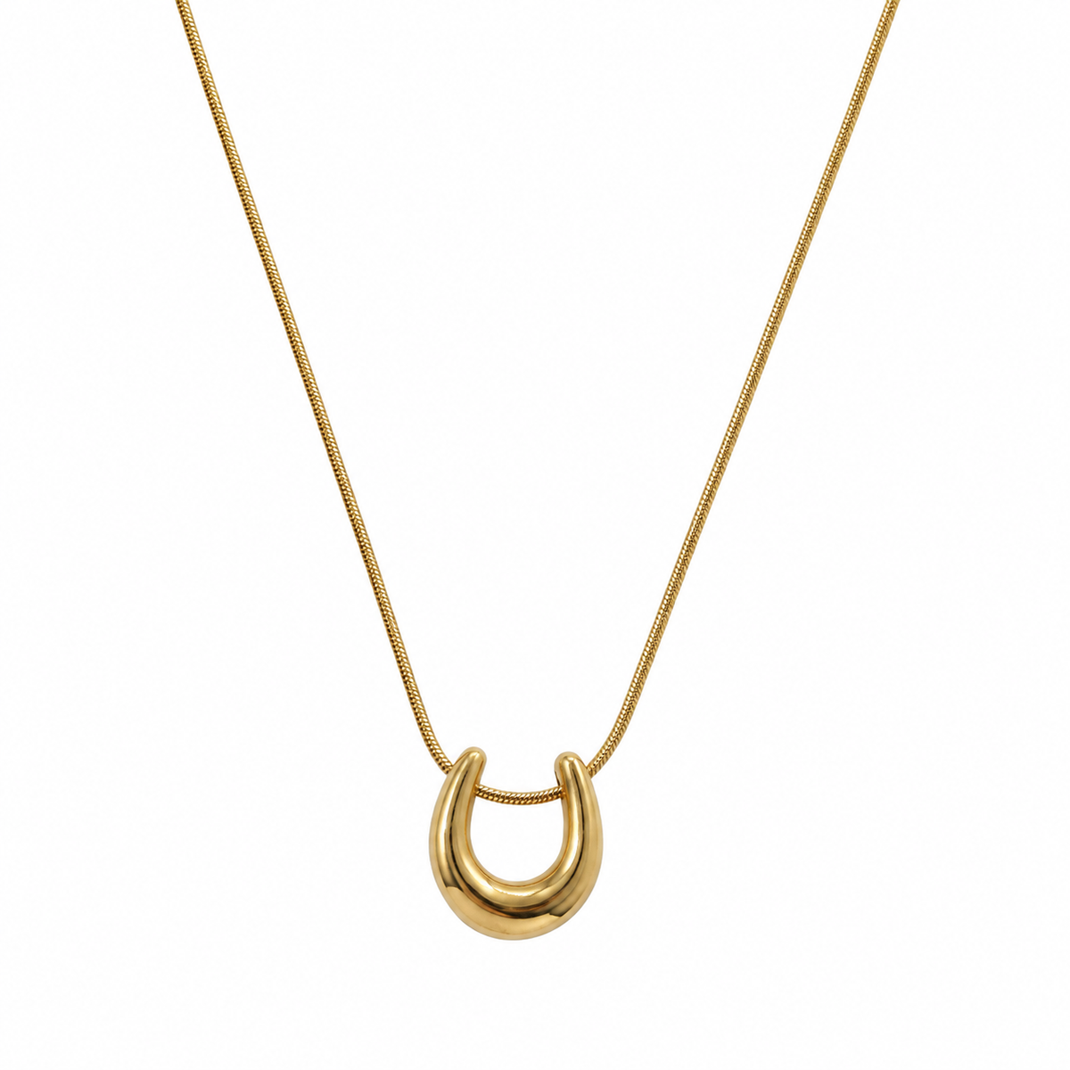 Gold Plated U Shape Pendant Necklace