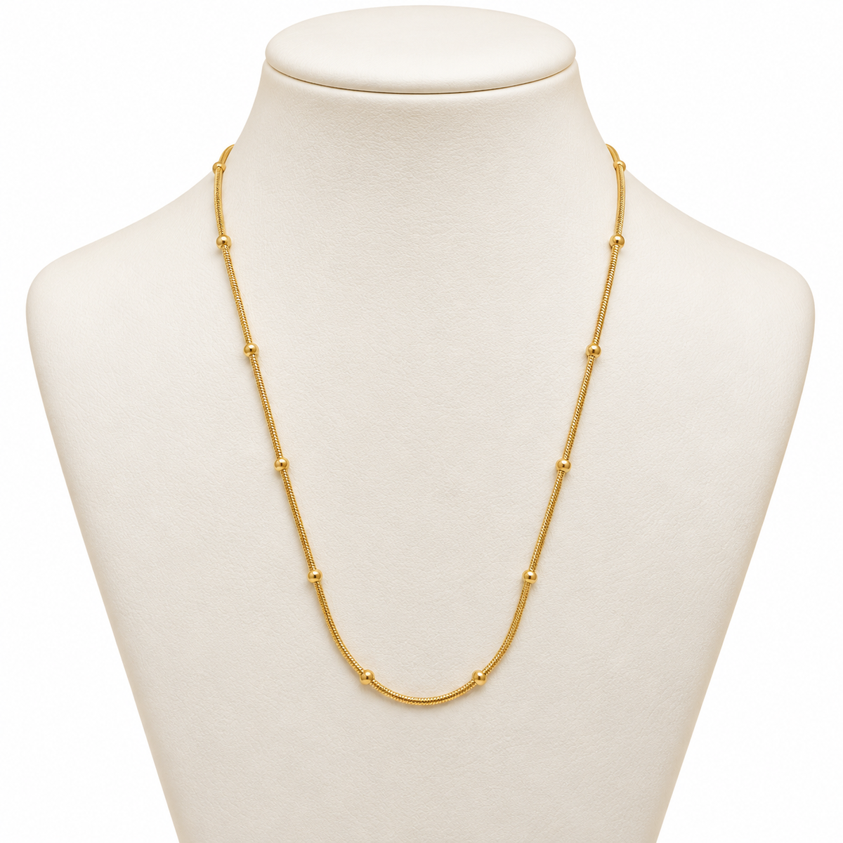 Gold Plated Beaded Chain Necklace
