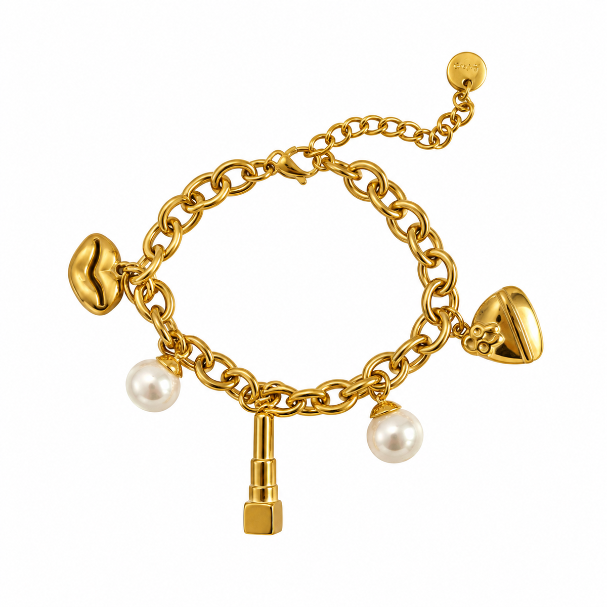 Gold Plated Pearl Charm Bracelet