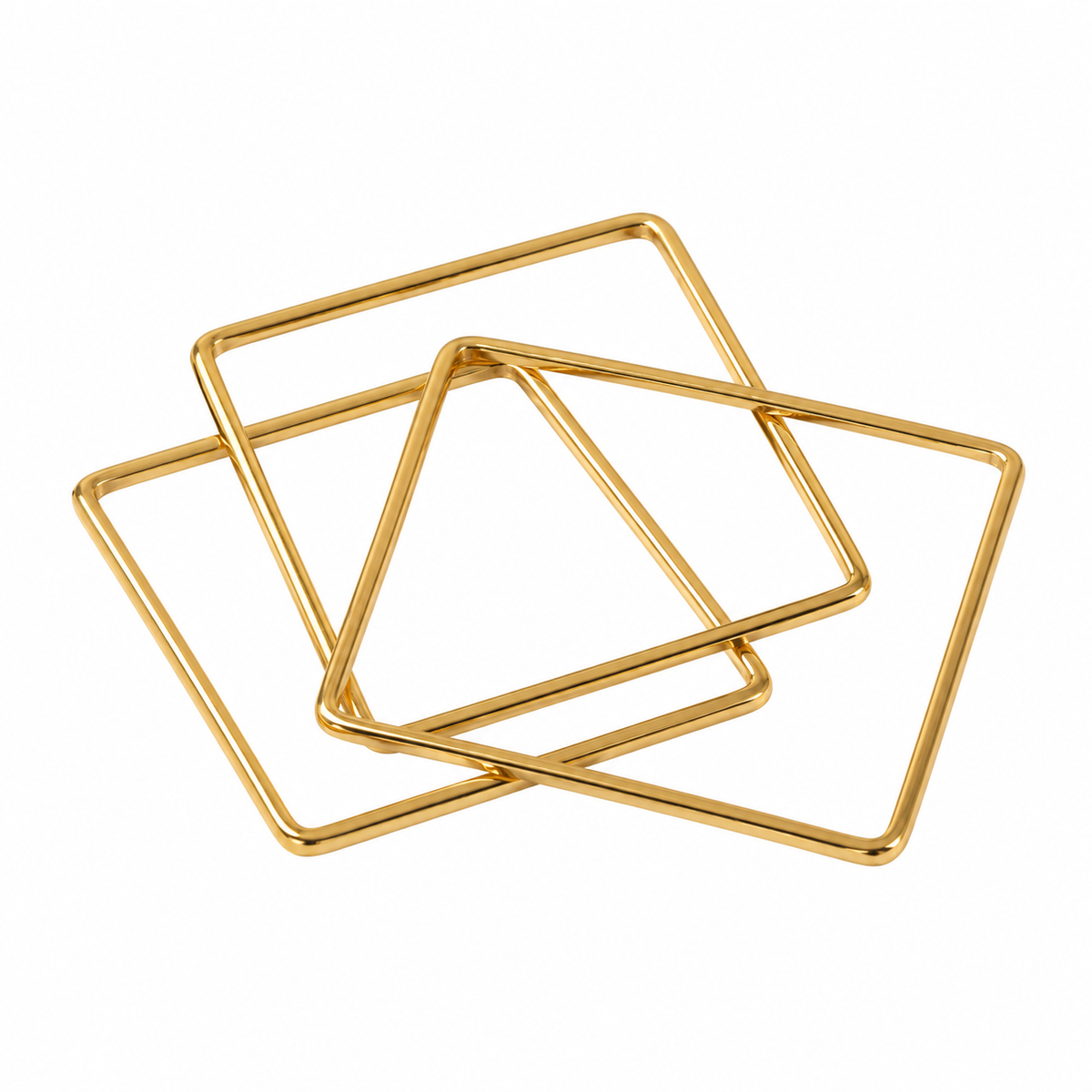 Gold Plated Geometric Bangle Set