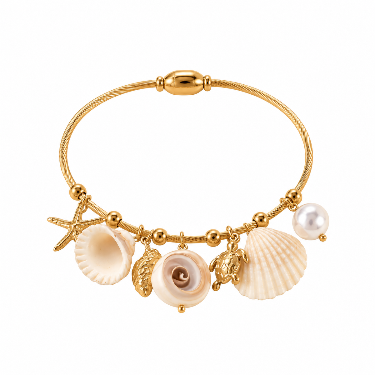 Gold Plated Pearl Charm Bracelet
