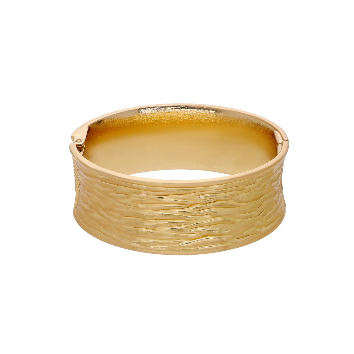 Gold Tone Textured Wide Cuff Bracelet