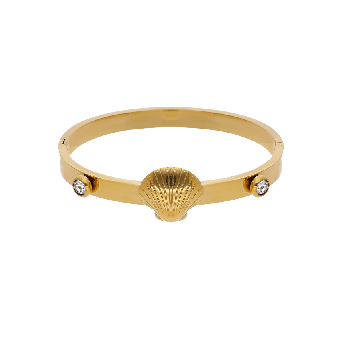 Gold Tone Shell Accent Cuff Bracelet