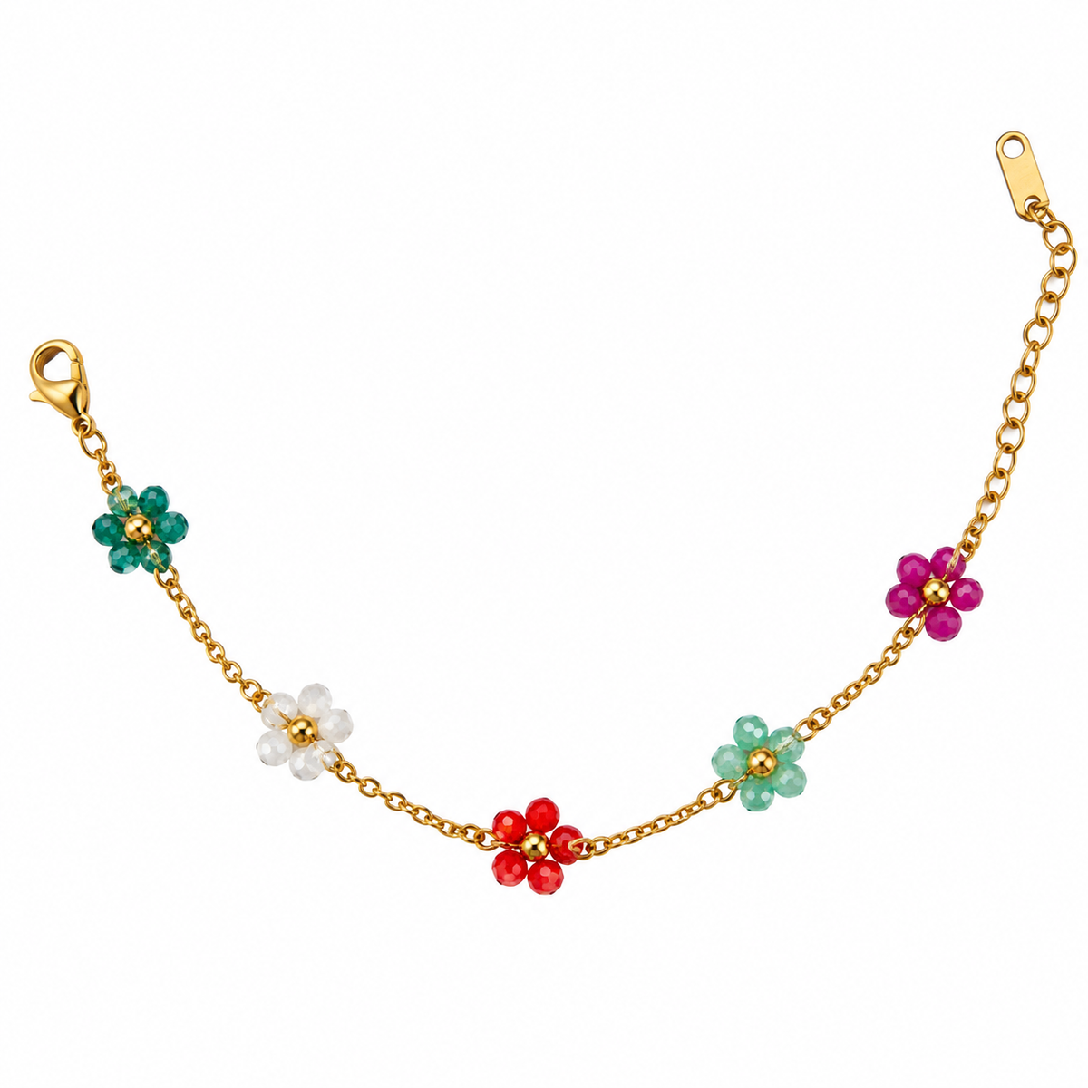 Gold Plated Multicolor Floral Bracelet