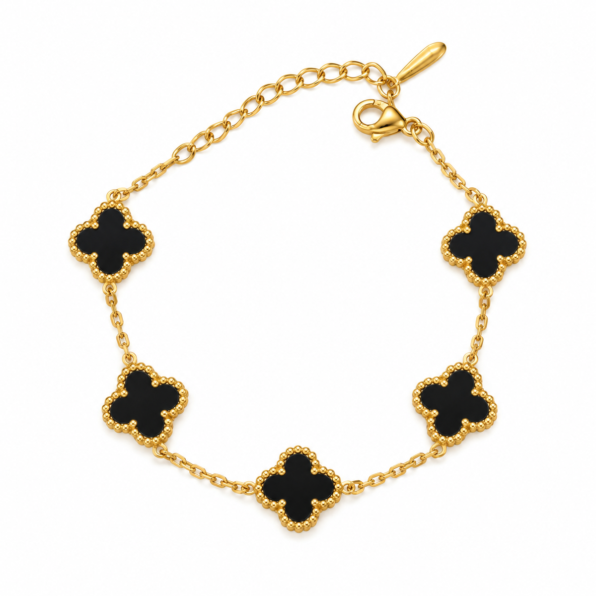 Gold Plated Black Floral Necklace